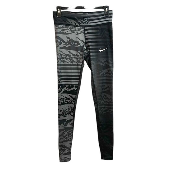 Nike | Women’s Grey Black Print Training Workout Leggings Yoga Pants Spandex - Picture 1 of 11